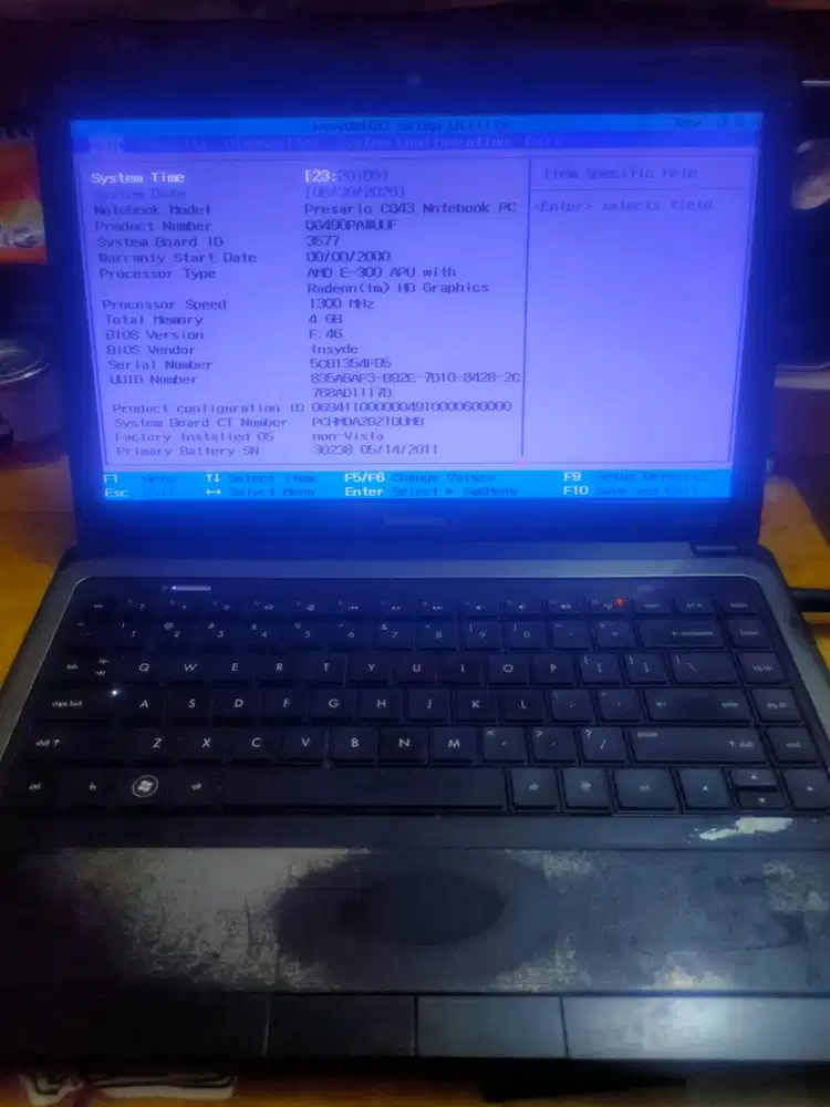 LAPTOP HP COMPAQ CQ43 AMD E-300 APU RAM 4GB TANPA HDD