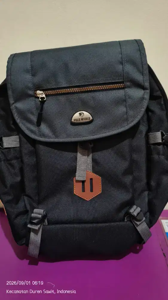 Tas polo world hitam abu abu (new)