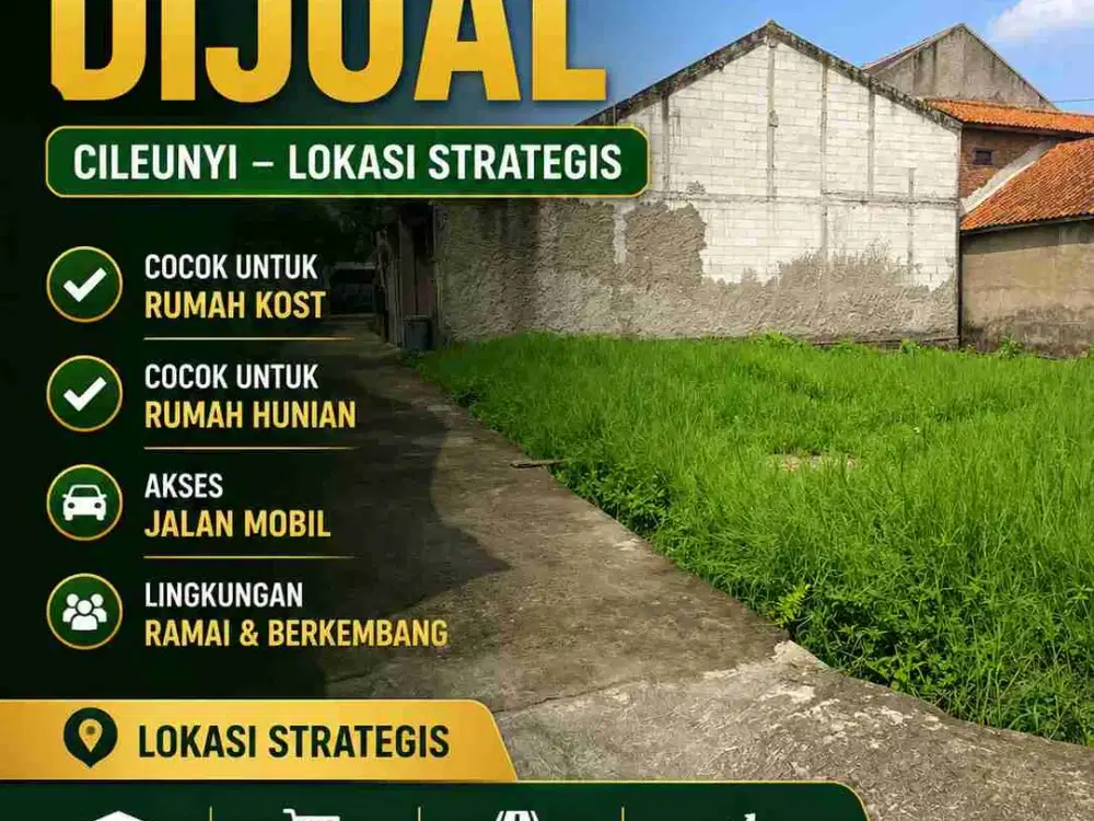 Jual Tanah  KavlingLuas 225m cileunyi akses masuk  mobil depan pesantren dan kost an