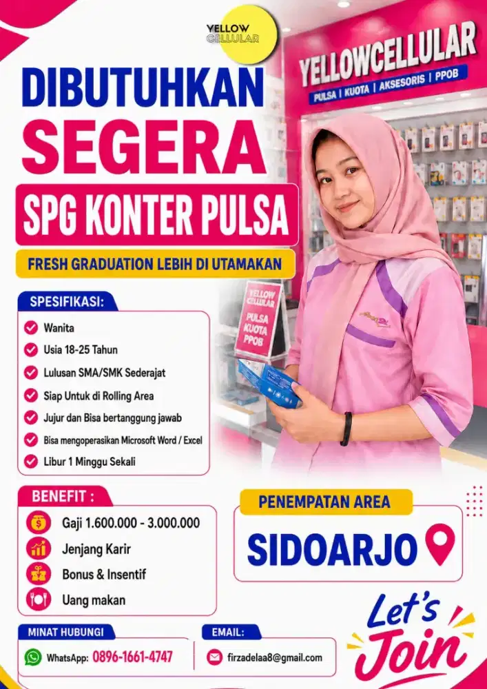 Dibutuhkan segera SPG konter pulsa