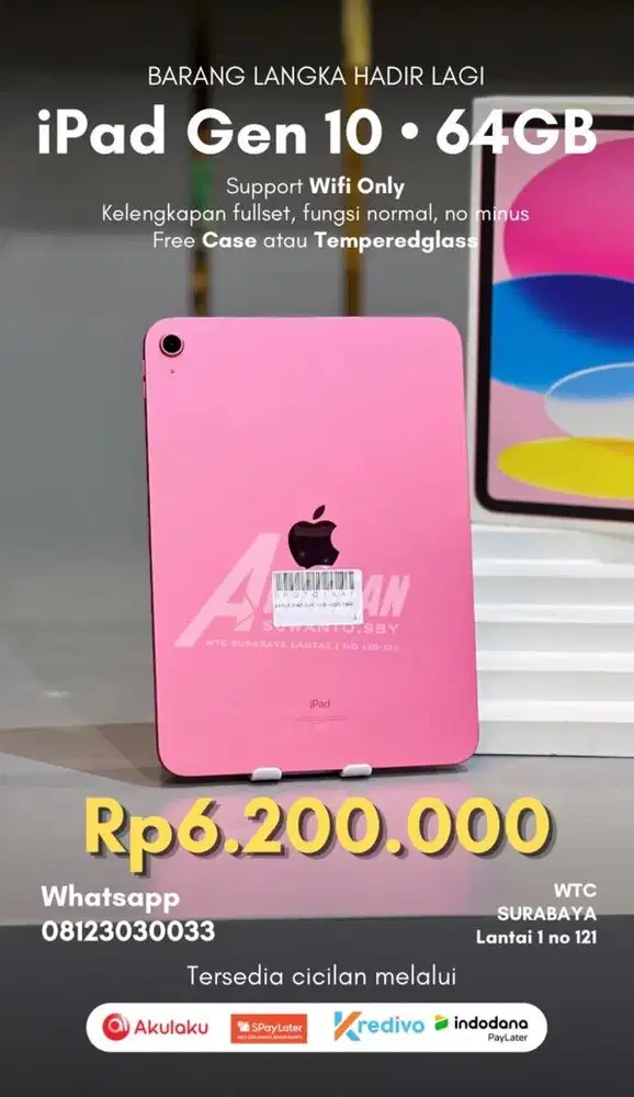 Second iPad Gen 10 Wifi 64 gb pink