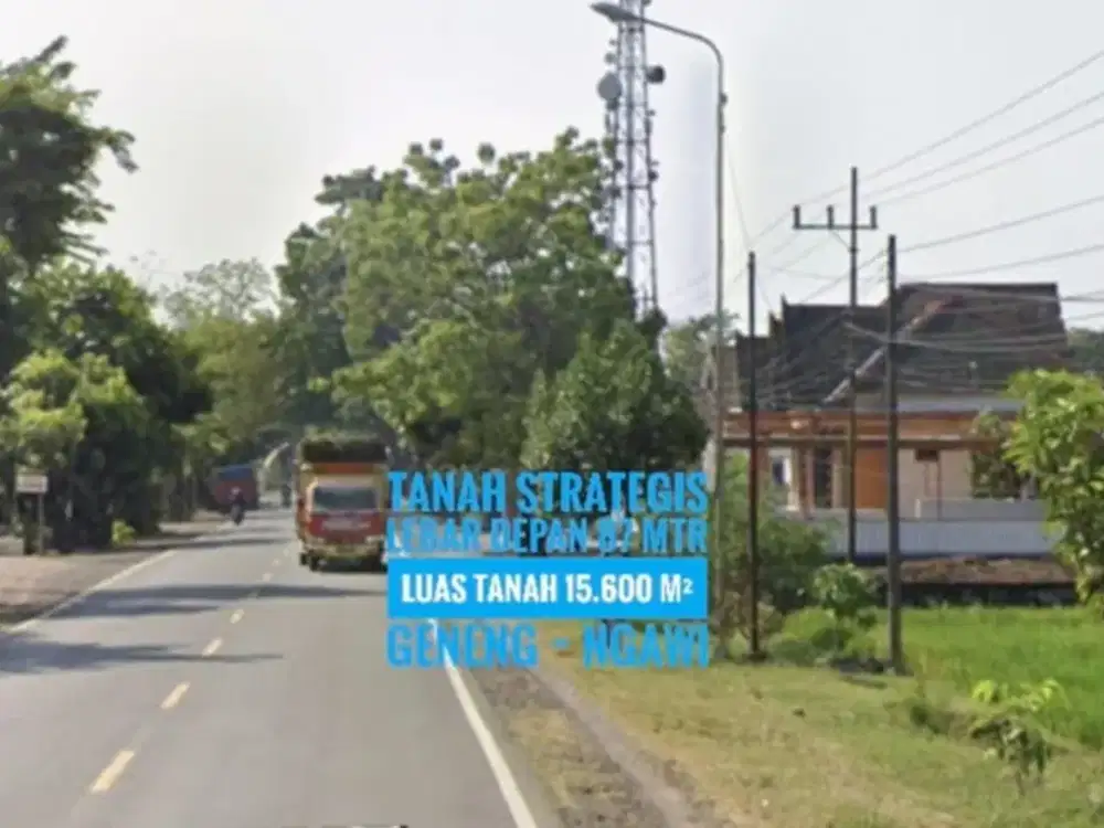 (AD) Tanah LD 87 mtr, NOL Jalan Raya Propinsi Madiun-NGAWI, Berkelas
