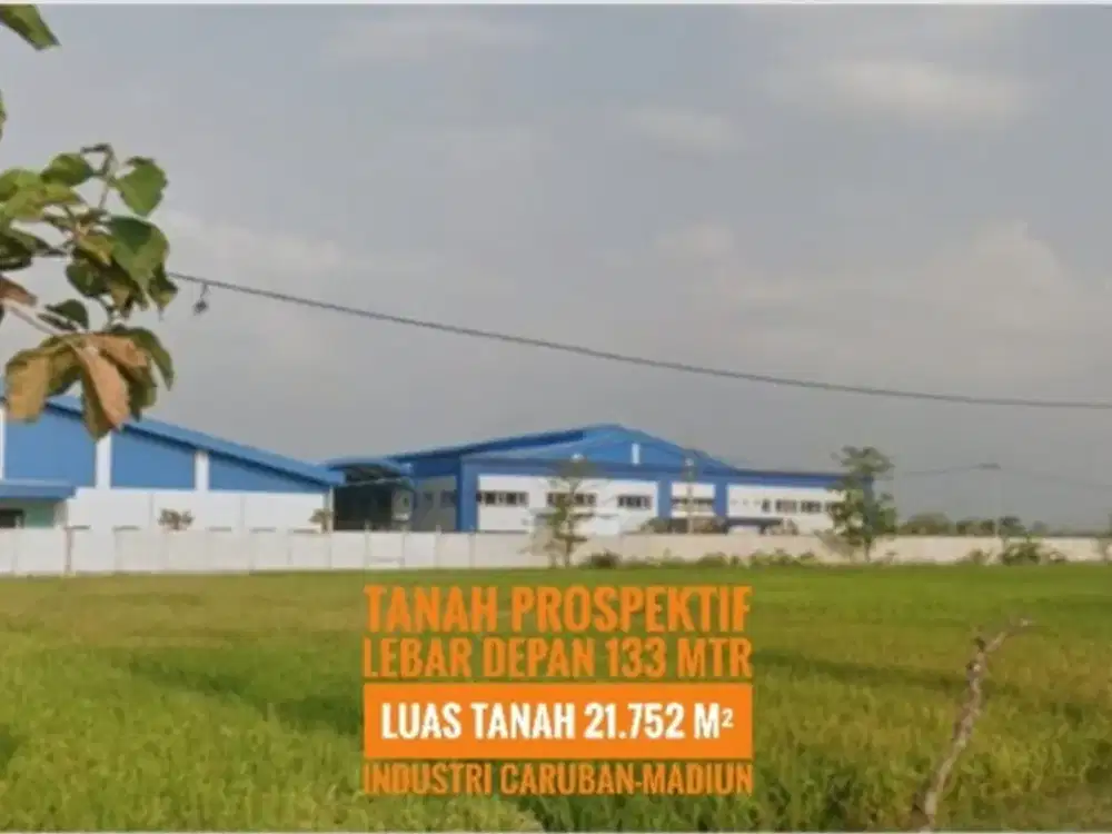 (AB) Tanah zona Industri LD 133 mtr, dekat Gerbang Tol CARUBAN Madiun, Lokasi Istimewa