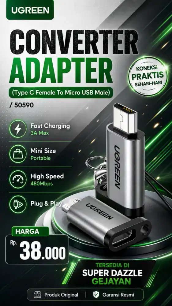 UGREEN CONVERTER USB TYPE C FEMALE TO MICRO USB MALE (50590)