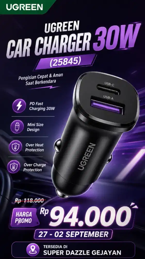 UGREEN CAR CHARGER 30W (25845)