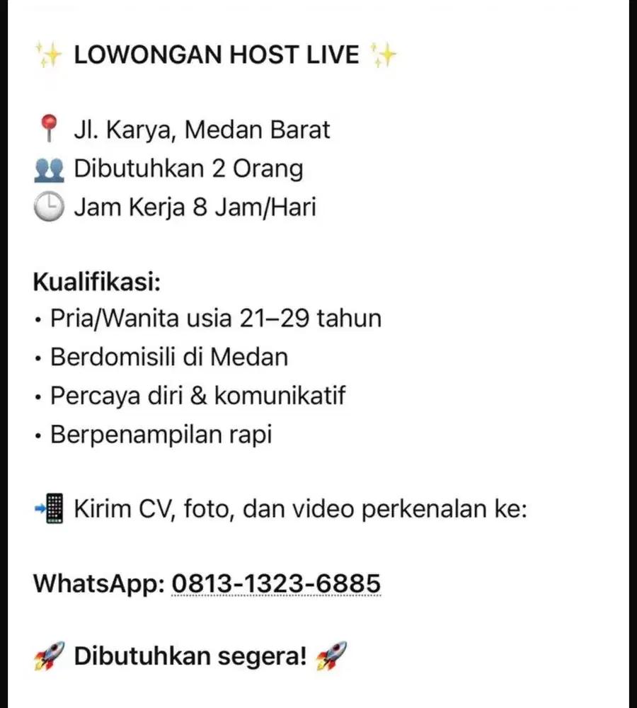 HOST LIVE kreatif dan cepat