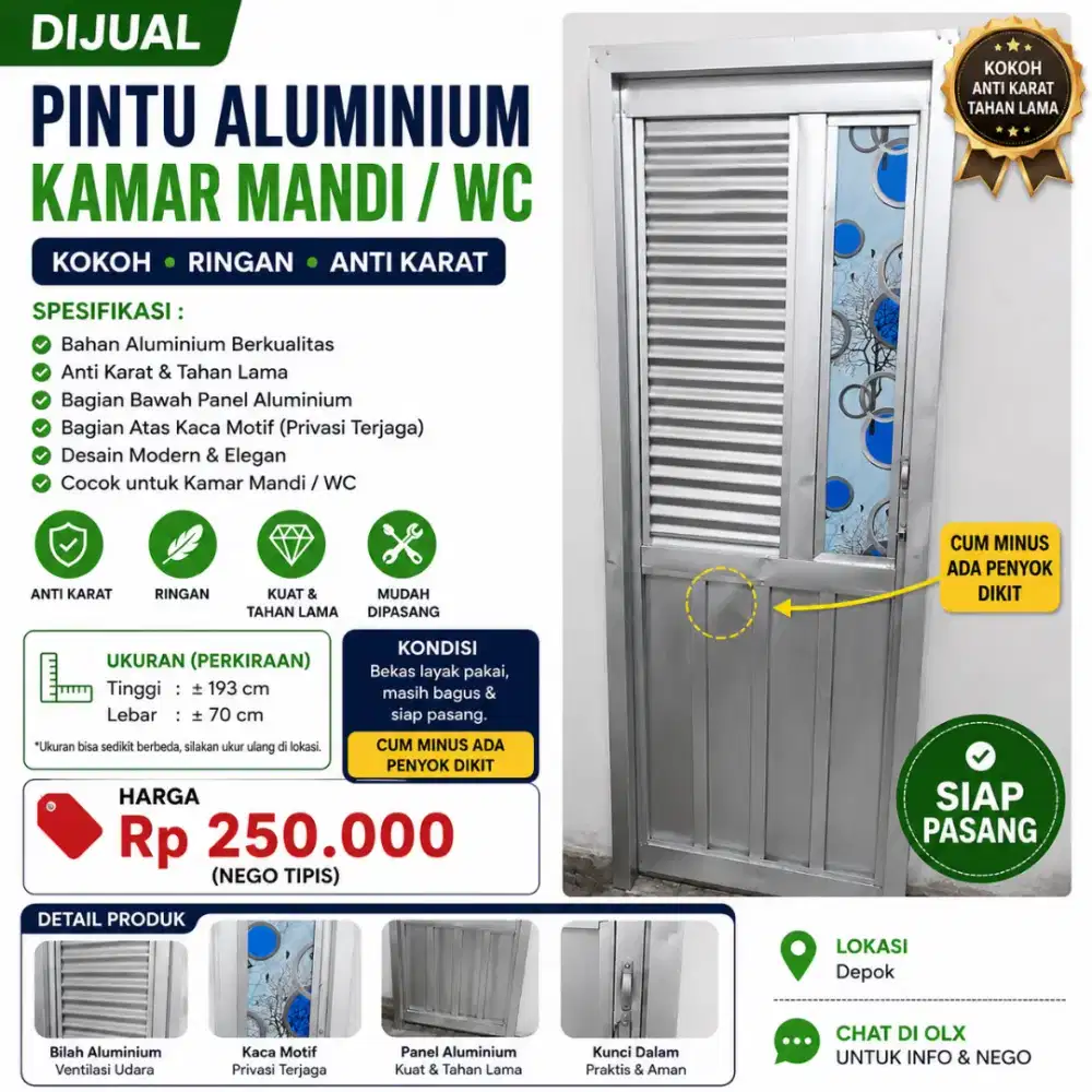 Pintu kamar mandi galvalum