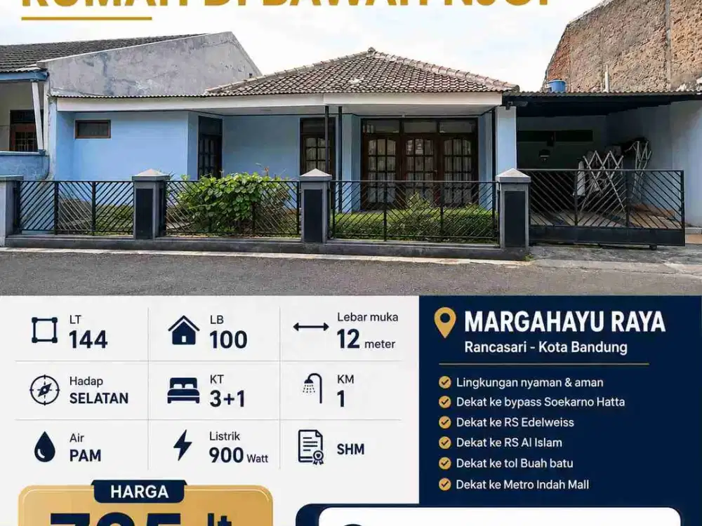 Dijual cepat rumah dibawah NJOP di Margahayu Raya, Kota Bandung