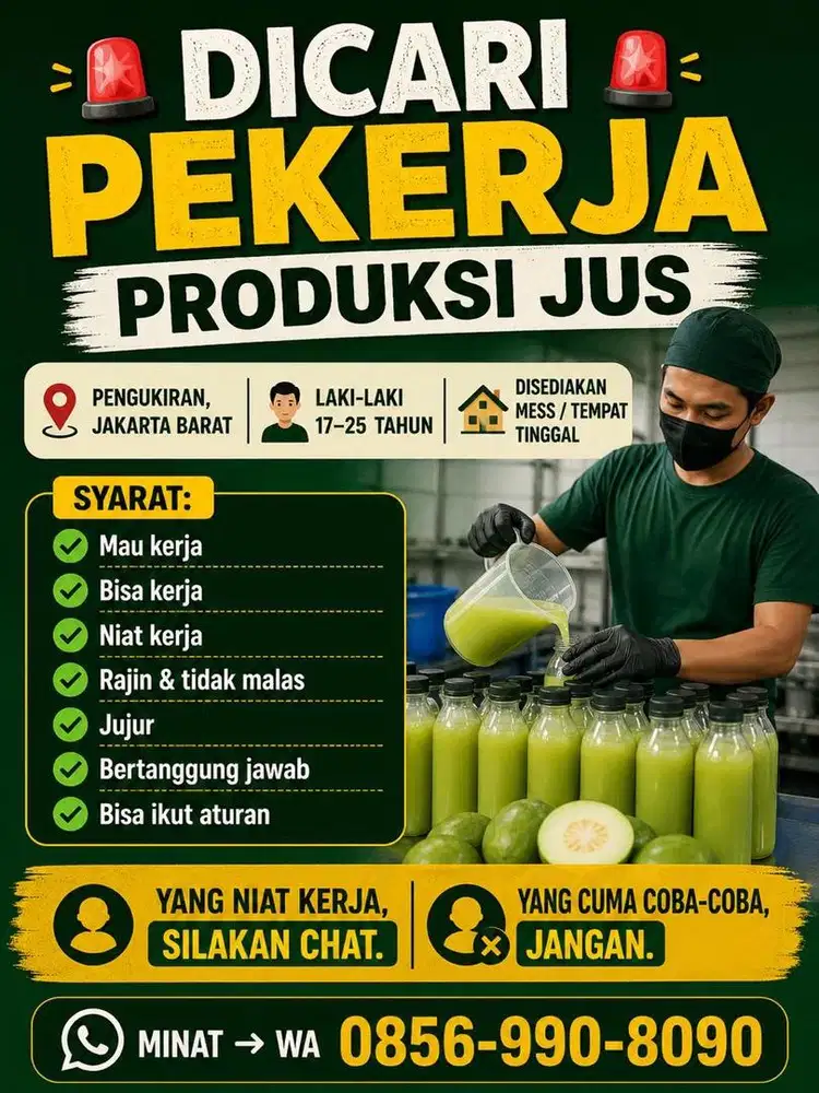 DICARI PEKERJA PRODUKSI JUS