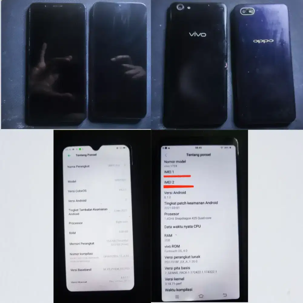 Oppo A1k dan Vivo 1724