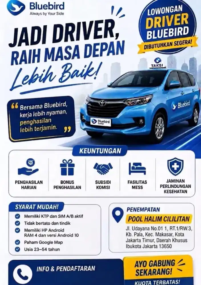 LOWONGAN PENGEMUDI TAKSI BLUEBIRD