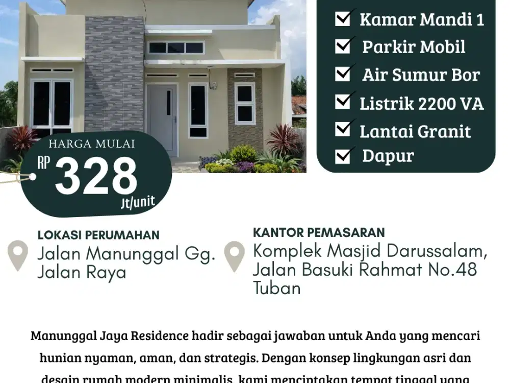 Manunggal Jaya Residence – Hunian Nyaman, Modern & Strategis untuk Keluarga
