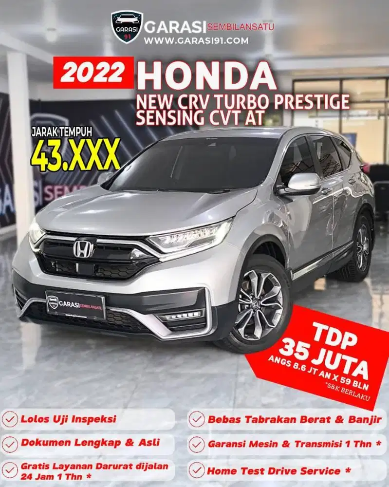 ‼️KM Low Honda CRV prestige turbo Sensing Cvt AT 2022 free BBN
