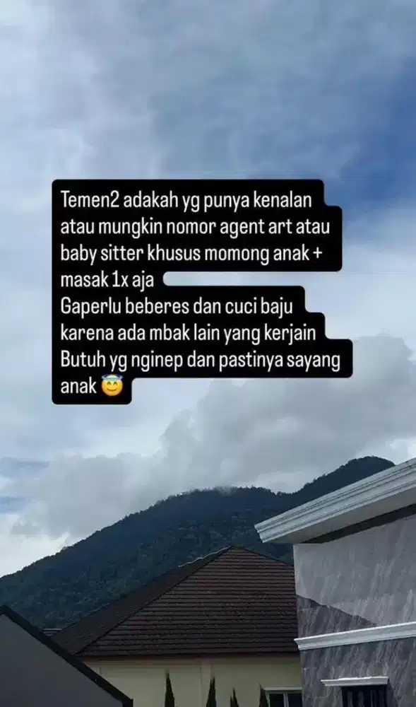 Dicari ART menginap
