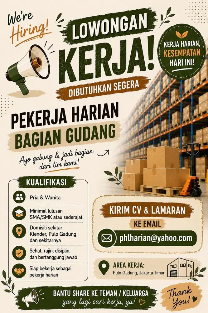 LOWONGAN PEKERJA HARIAN