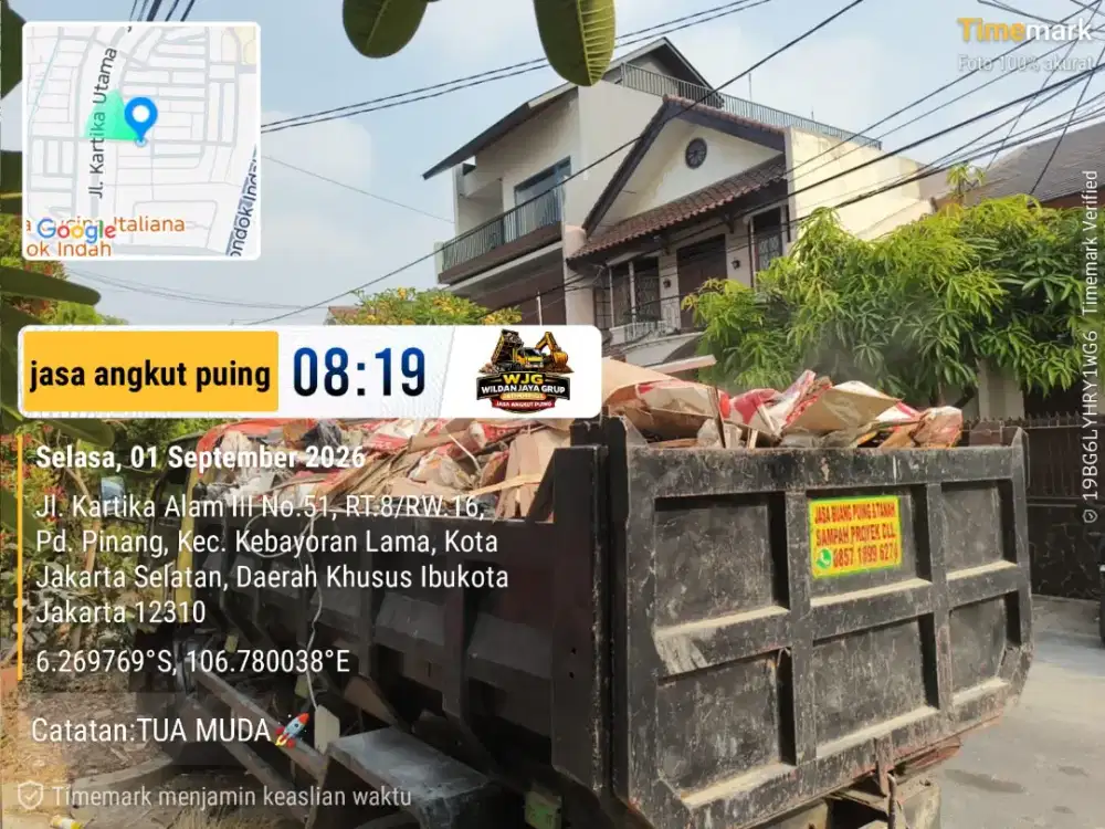 Jasa buang puing dan angkutan sampah