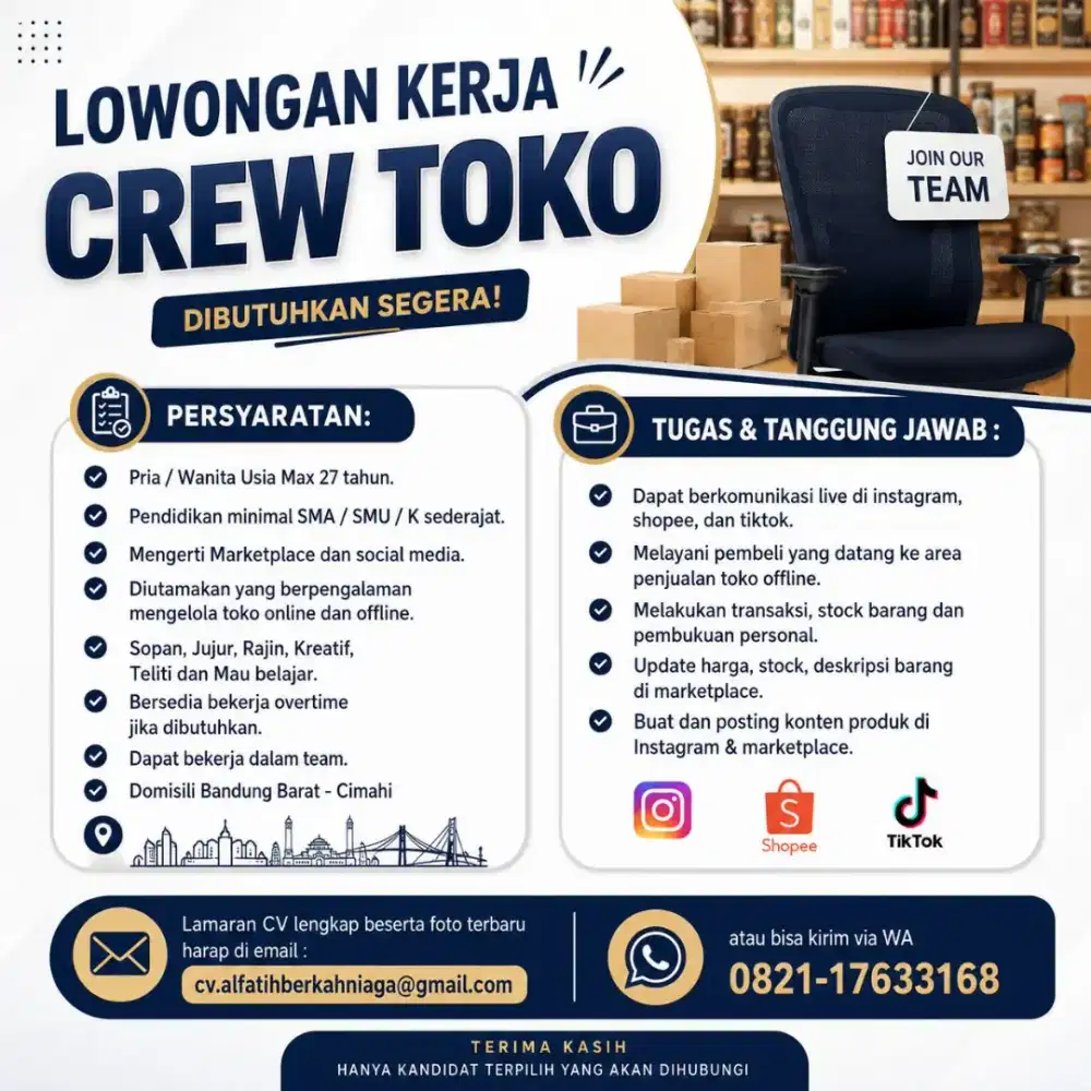 Lowongan Kerja Crew Toko
