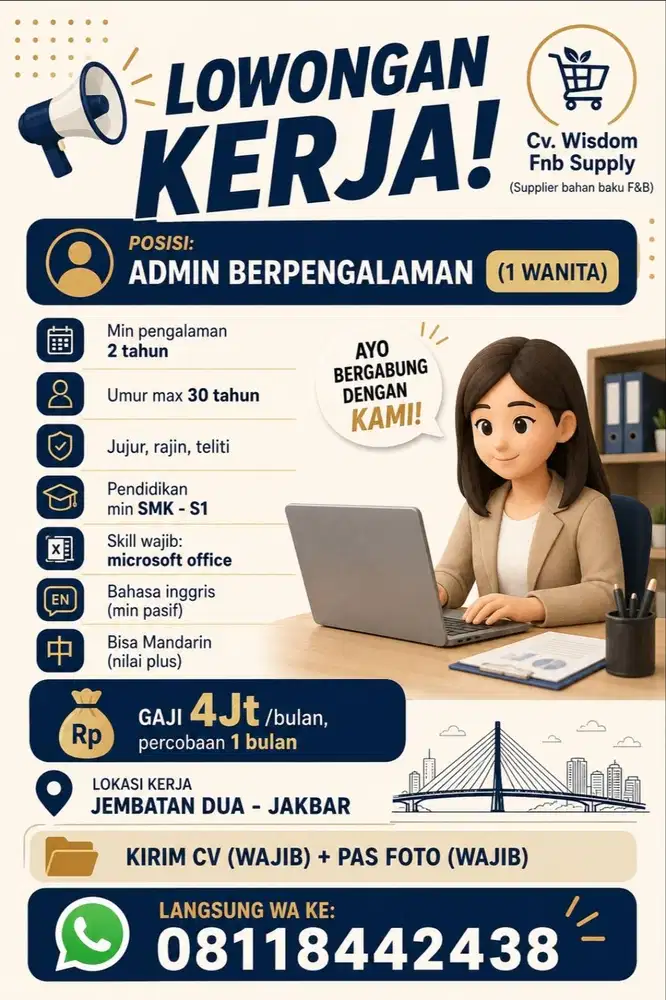 Admin wanita pengalaman 2 tahun