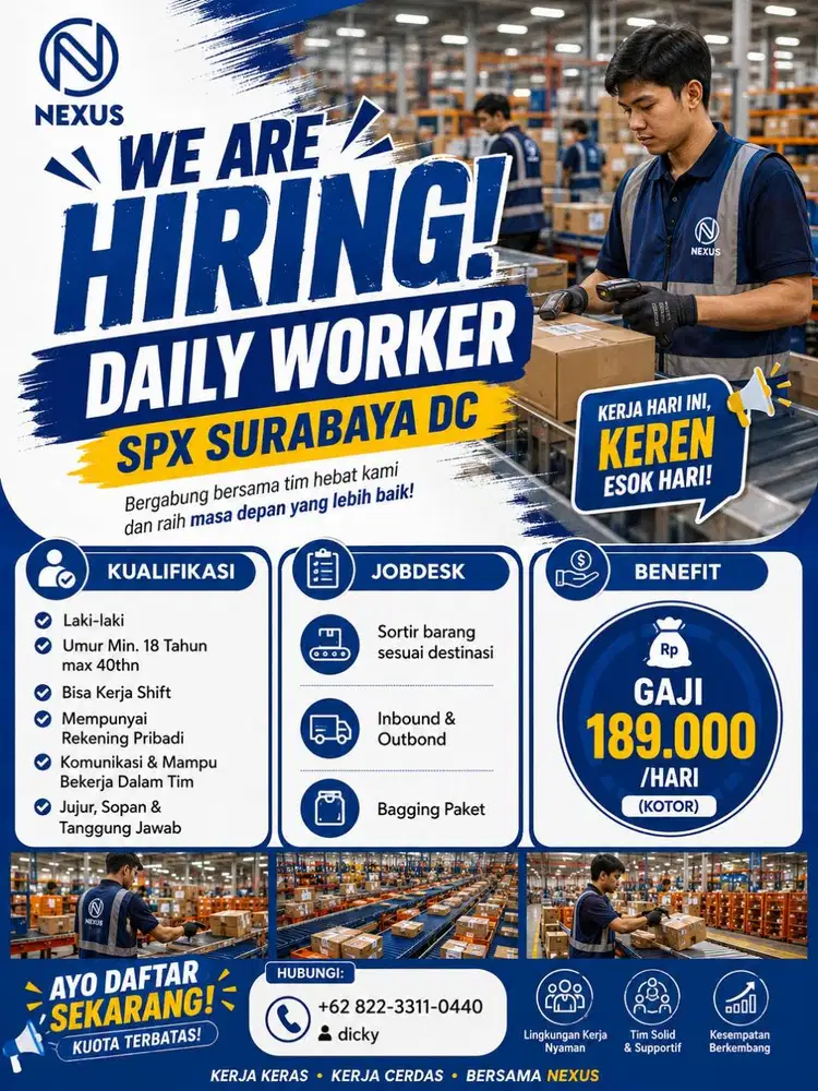LOWONGAN KERJA DAILY WORKER SURABAYA OSO DC
