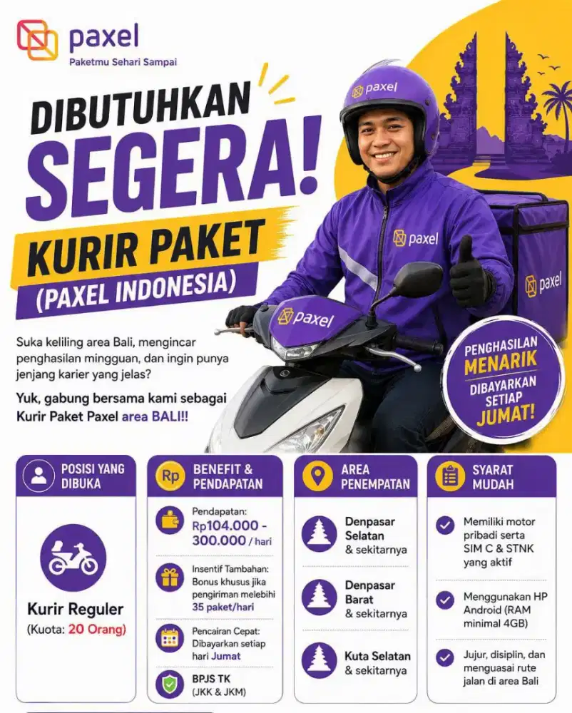 Butuh kurir delivery wilayah kuta selatan, denpasar barat dan selatan