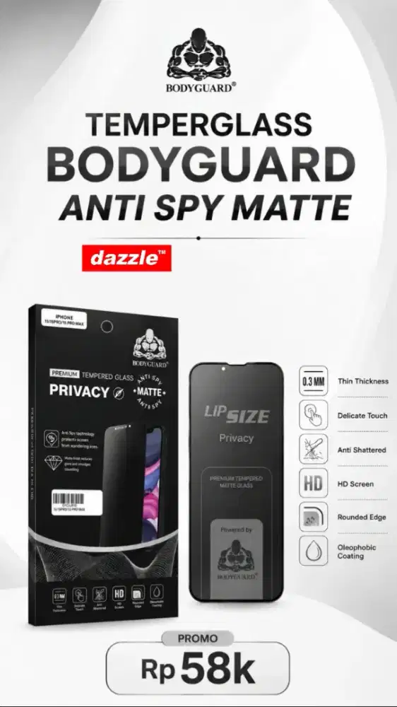 Temperglass Bodyguard Anti Spy Matte