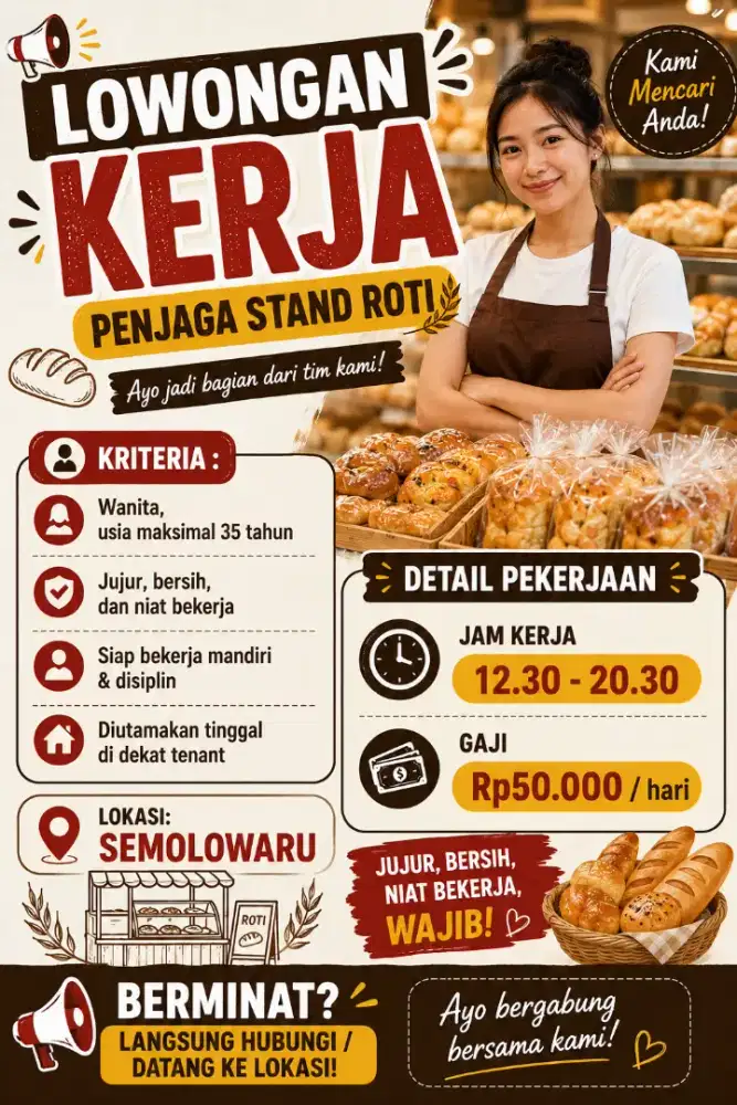 Lowongan Penjaga Stand Roti