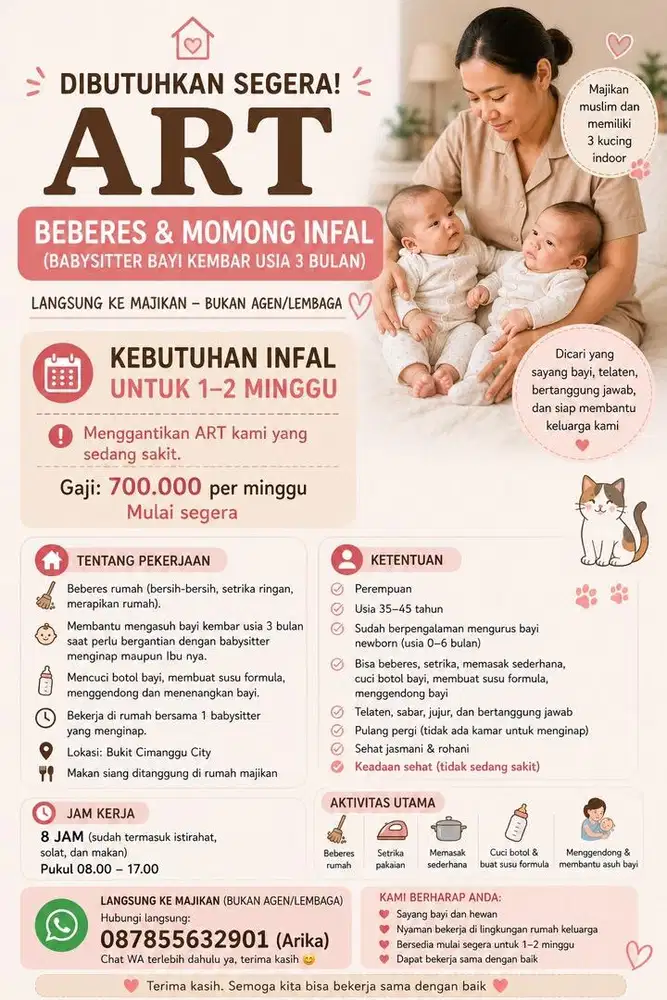 LOWONGAN ART INFAL PP – BEBERES & BANTU MOMONG BAYI KEMBAR