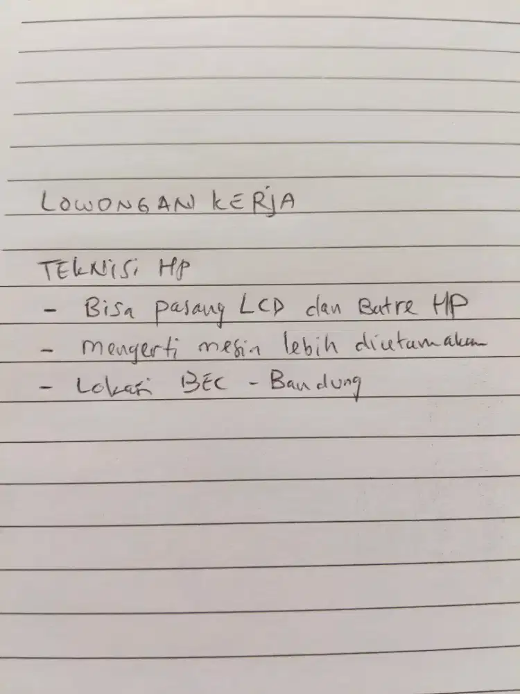 Dicari Teknisi Hp berpengalaman