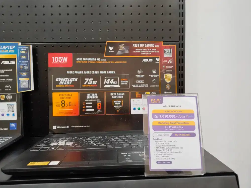 Ready Laptop Asus TUF A15 AMD Ryzen 7 Promo Cicilan bunga 0% di KLA