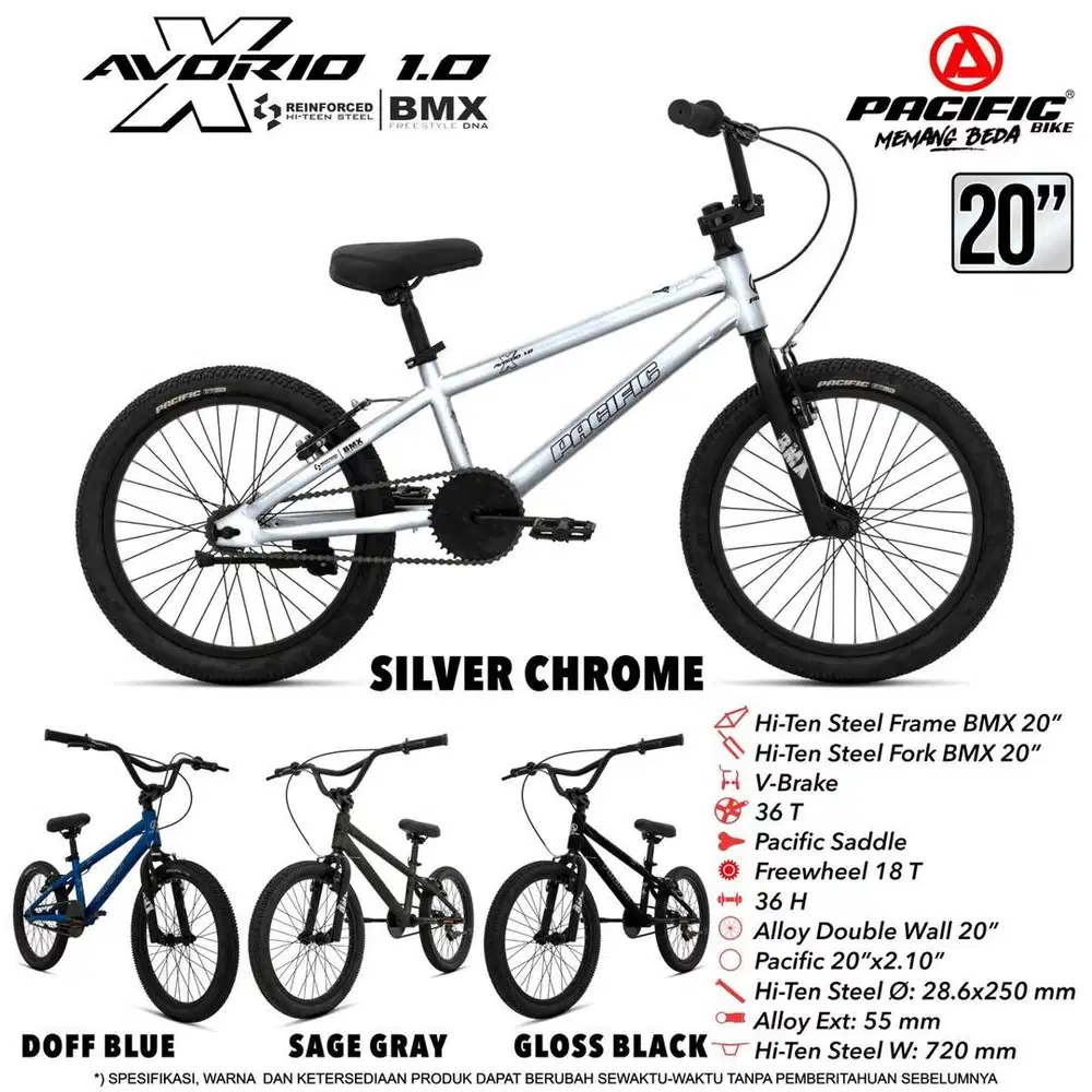 Sepeda BMX Pacific Avorio X 1.0 Ukuran 20 x 2.10 Rem Vbrake Freestyle