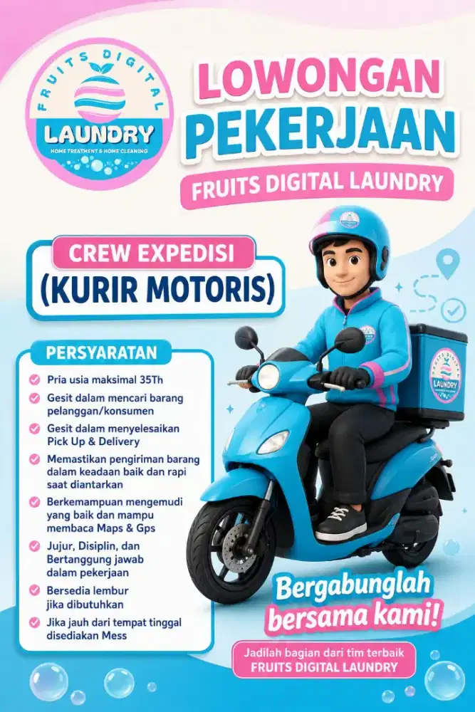 DIBUTUHKAN SEGERA CREW MOTORIS/ KURIR MOTOR