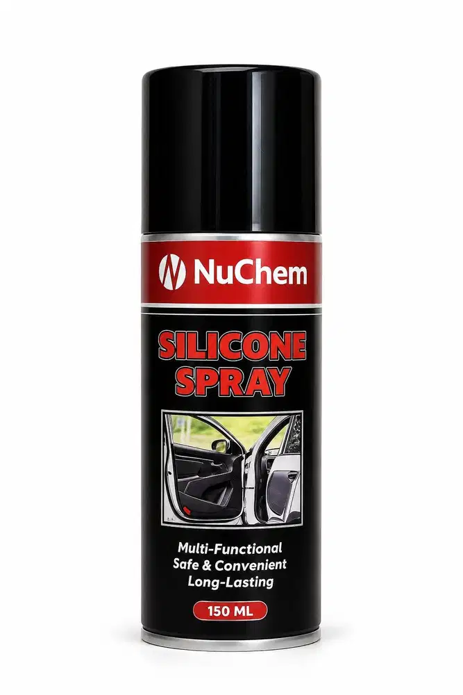 Pelumas Silicone Spray 150ml NuChem Menghilangkan Decit Karet.