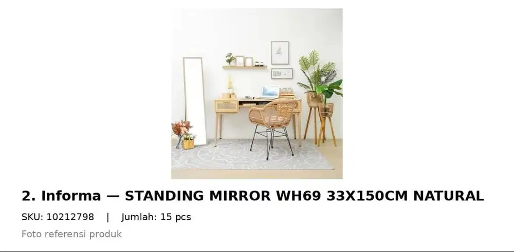 Standing Mirror WH69 Full Body Harga Satuan / Per PCS 100% baru