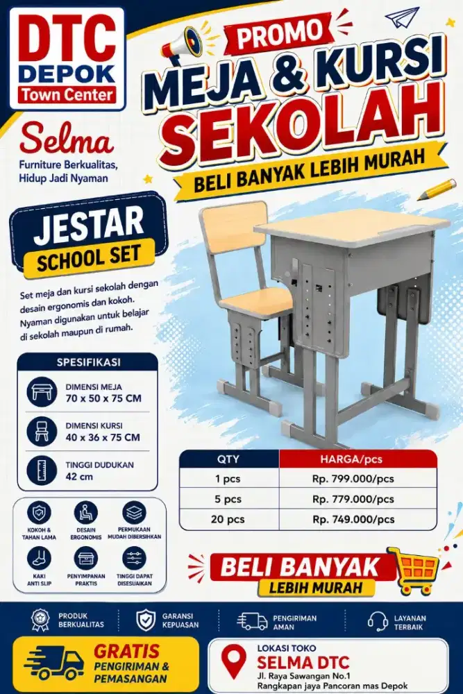 Kursi Sekolah Ergonomis