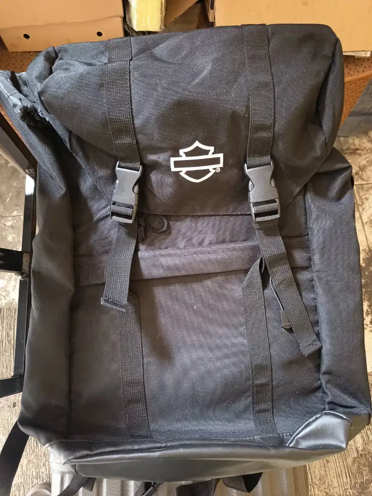 Backpack Harley Davidson Flap-Over Rucksack Hitam Original