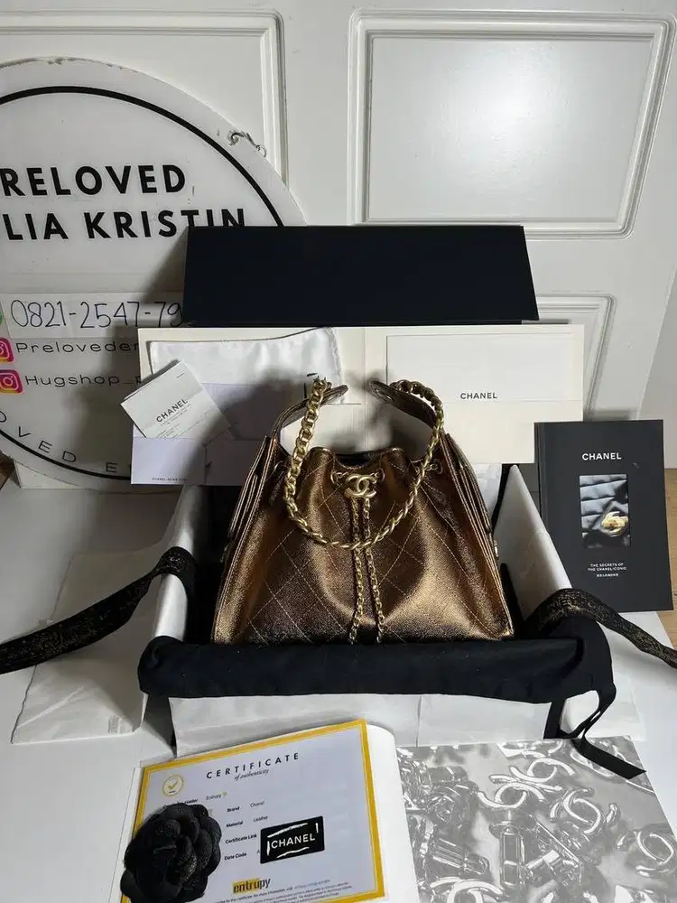 Preloved 2025 C25 Small Handbag Caviar Leather metallic gold