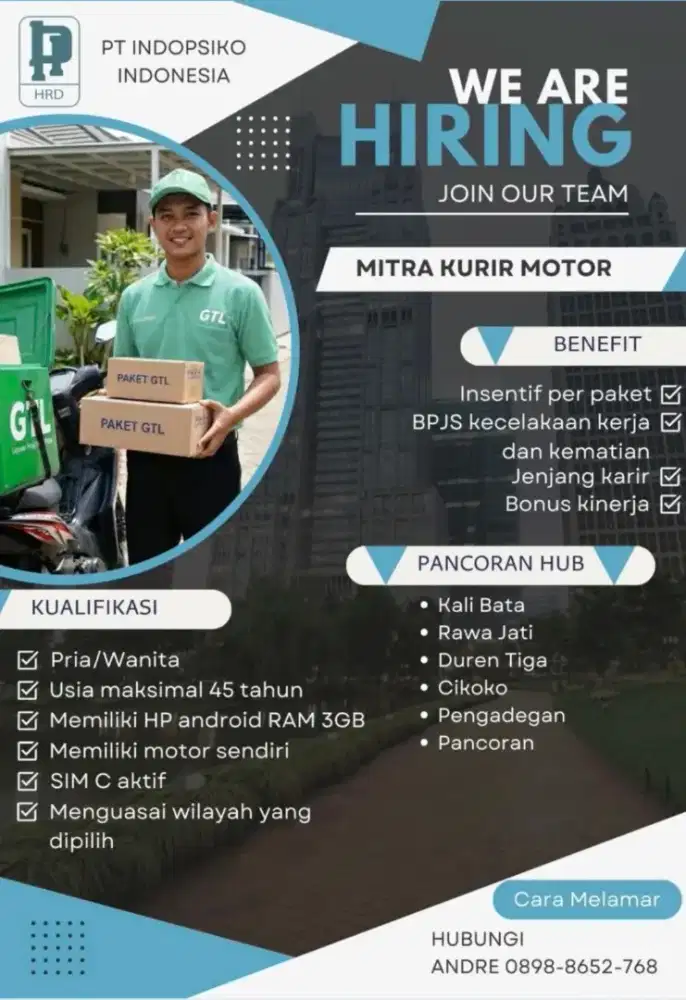 Lowongan kerjaan GTL Pancoran, Pasar Minggu, Mampang, Jagakarsa