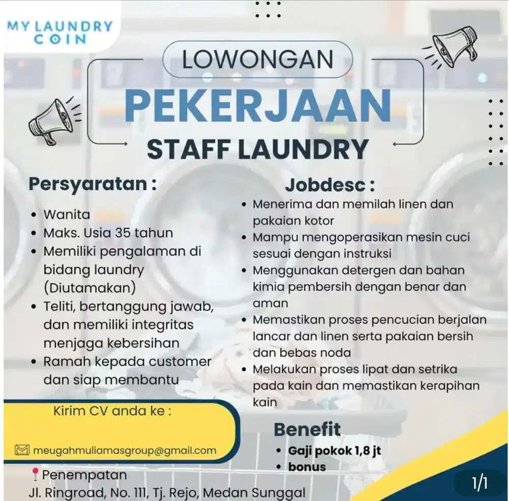 DIBUTUHKAN SEGERA LOKER STAFF LAUNDRY