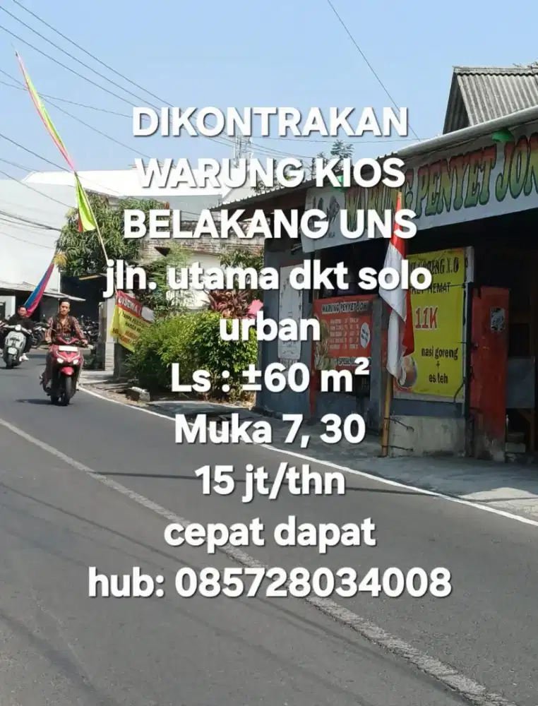 Dikontrakkan warung belakang UNS