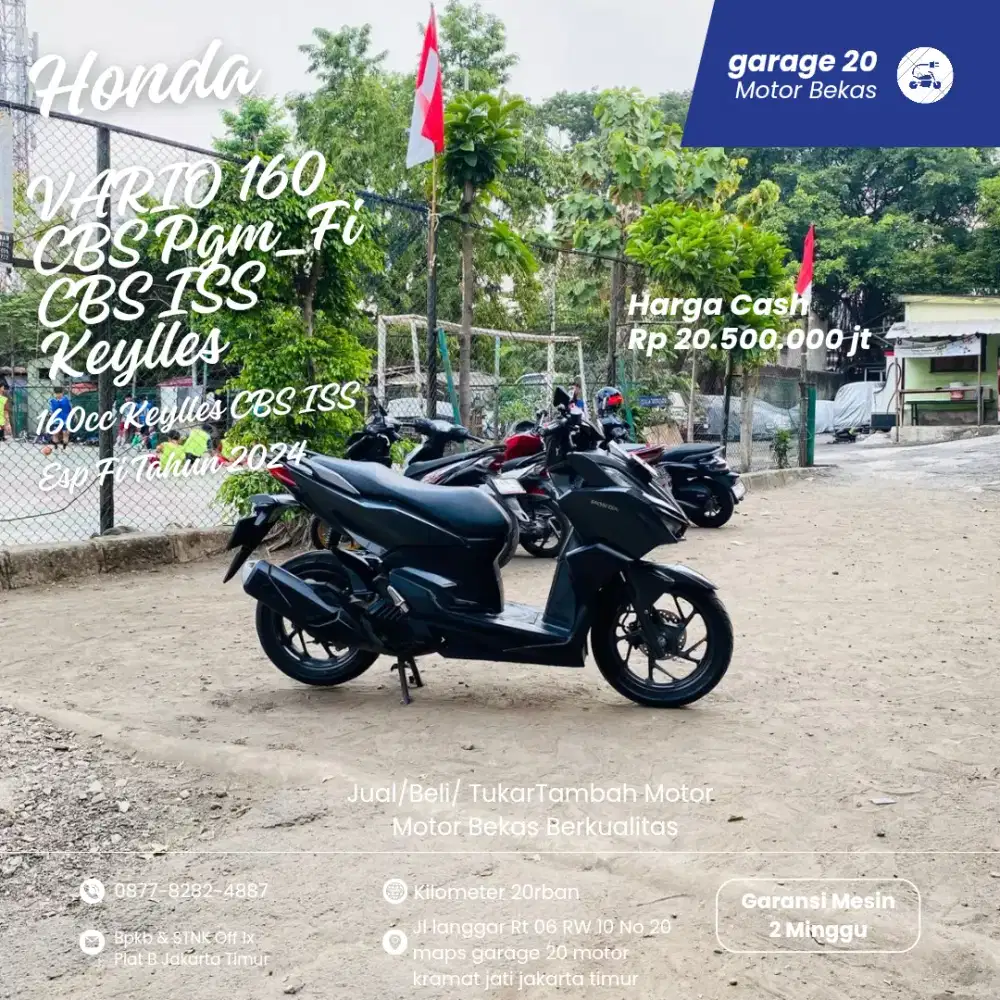 Honda Vario 160cc Keylles CBS ISS Esp Fi Tahun 2024 Pajak Off ada
