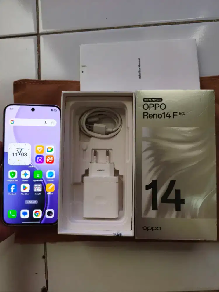 Second Oppo Reno 14F 5G ram 12+12/256 perlengkapan fullset