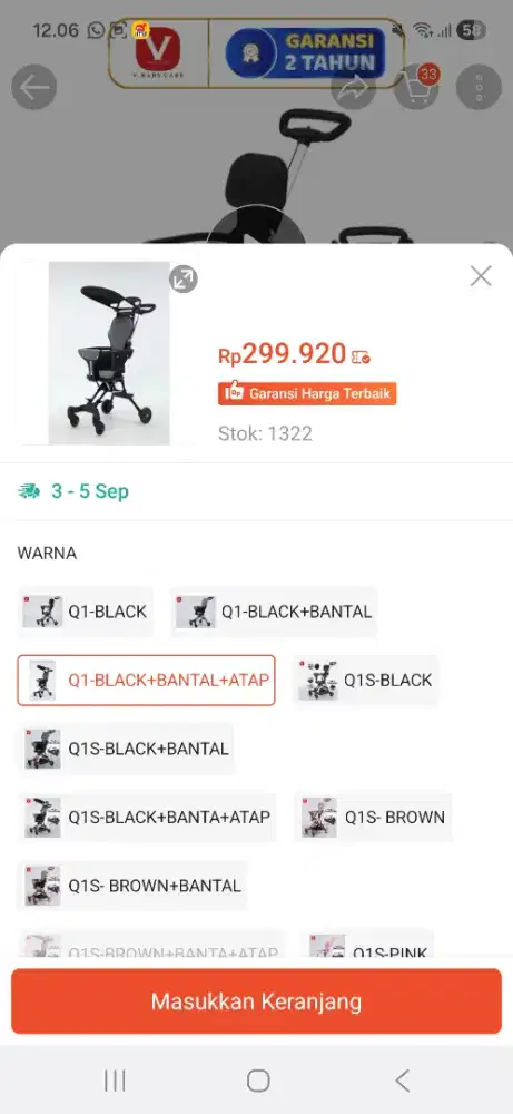 V baby magic atroller trike stroller lipat praktis