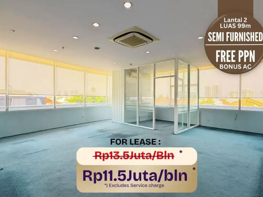 FREE PPN 0%. Kantor disewakan semi furnish [99m] Office for rent Spazio graha famili