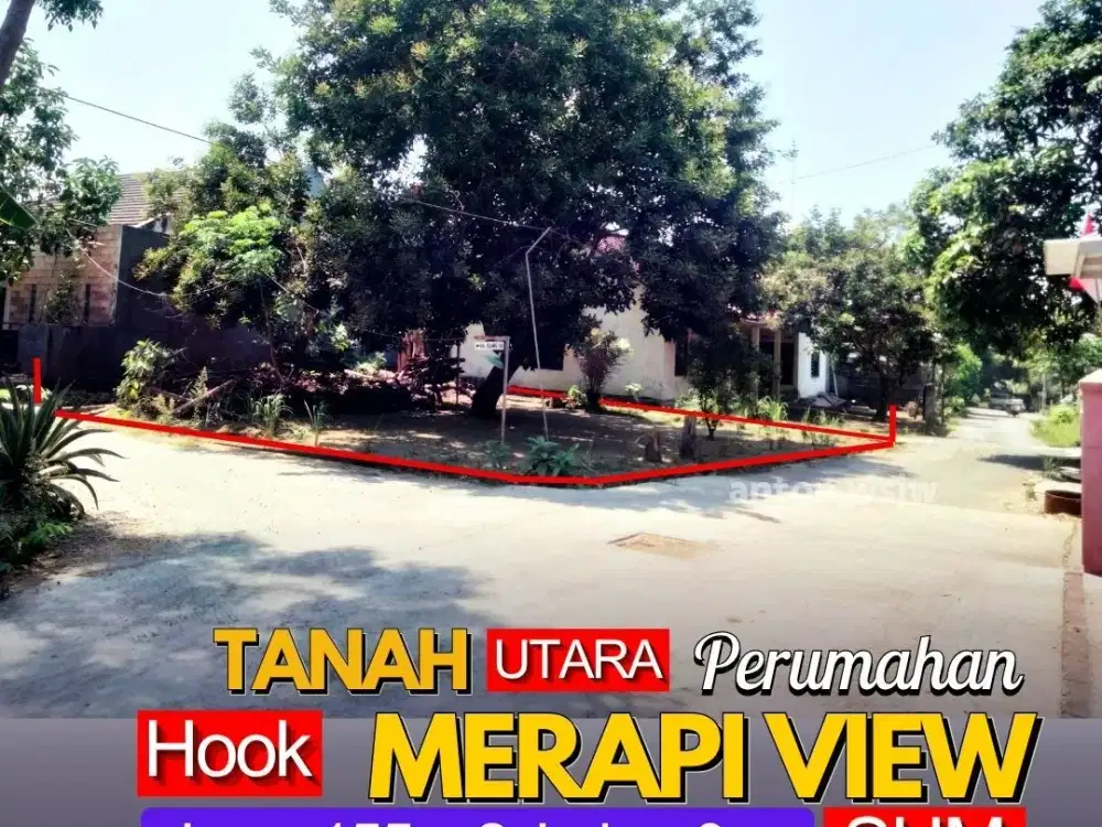 Tanah Strategis di Utara Perumahan Merapi View Lt 155 m2 SHM Pekarangan