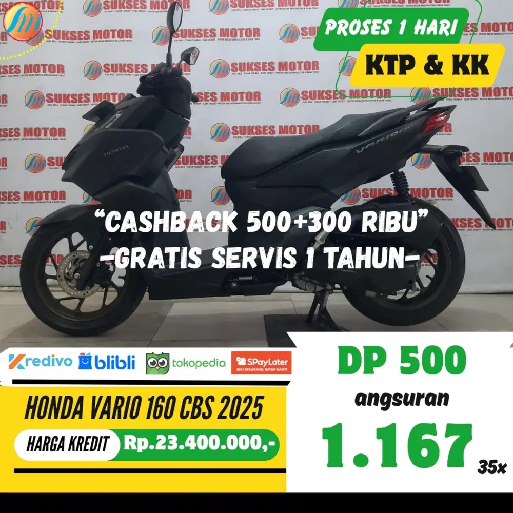 HONDA VARIO 160 CBS 2025 KREDIT DP HANYA 500RIBU ANGSURAN TERJANGKAU