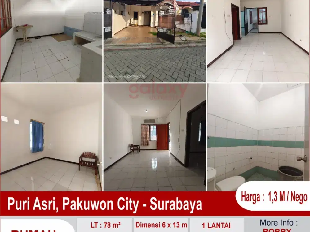Rumah 1 Lantai Di Puri Asri Pakuwon City Surabaya