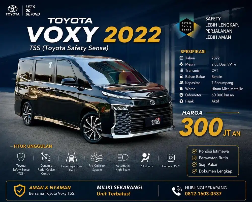 Toyota Voxy TSS 2022 Murah Bekas Hitam Ganjil Garansi Like new