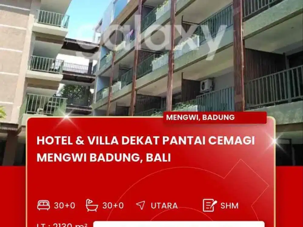 DIJUAL HOTEL & VILLA DEKAT PANTAI CEMAGI BADUNG BALI
