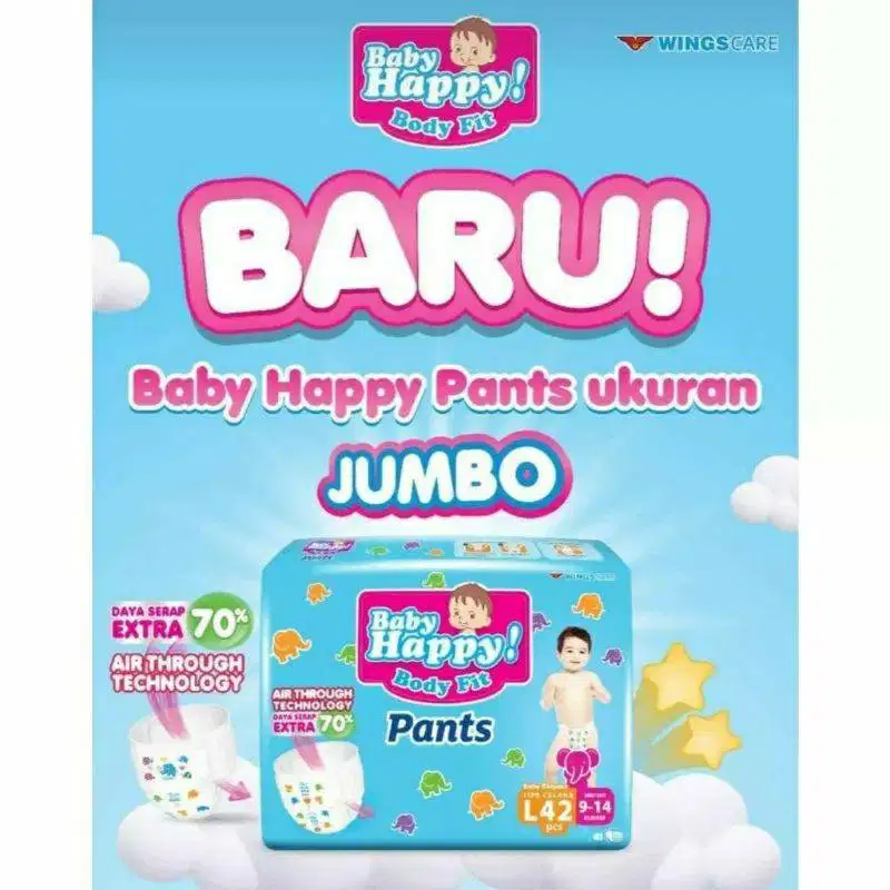 BABY HAPPY Body Fit Pants Popok Celana Bayi Anak Jumbo XL