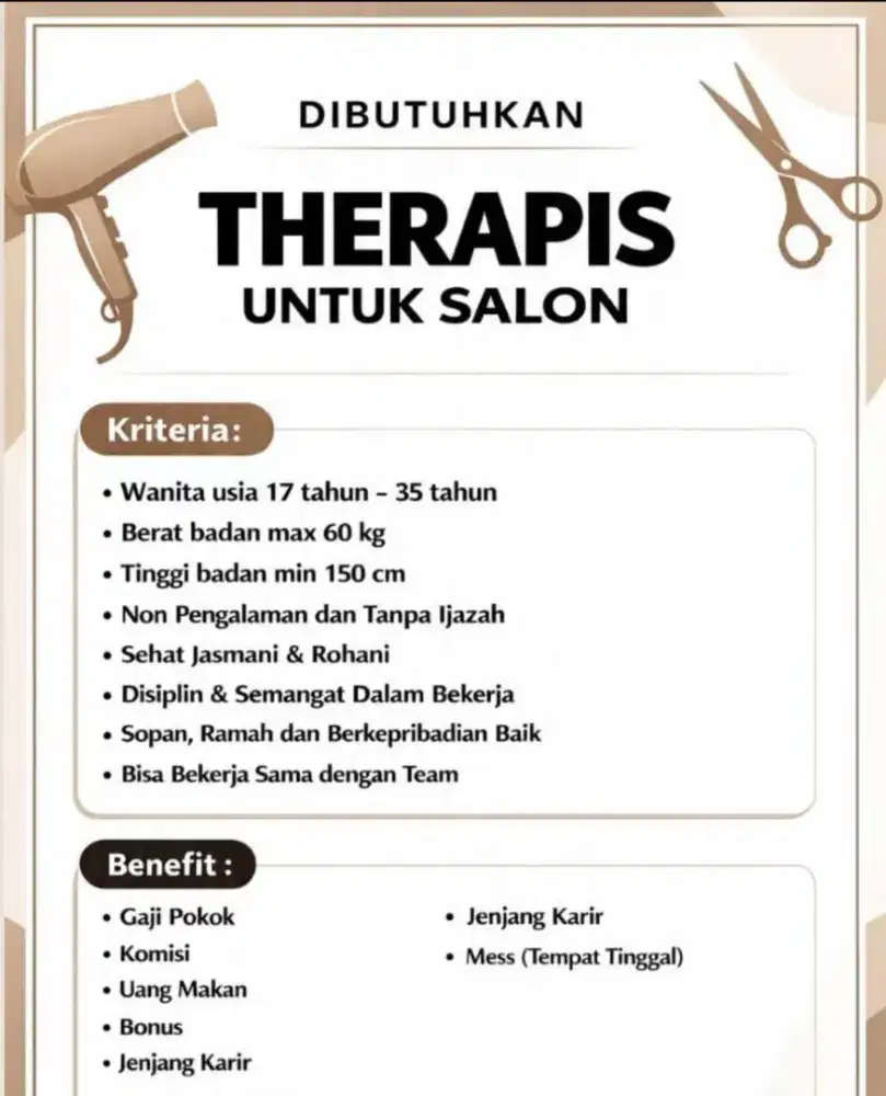 THERAPIST SALON KECANTIKAN